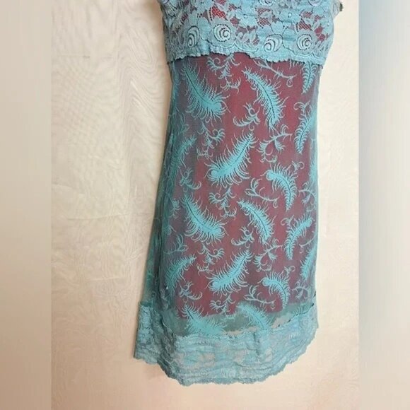 Tripp NYC Vintage 90s Mini Dress Blue Red Lace - Picture 7 of 13